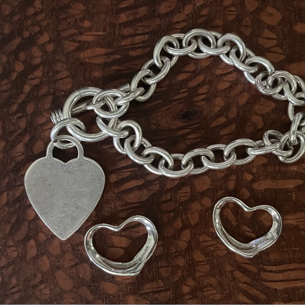 Silver Heart Charm Bracelet and 2 Pendants